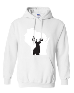 Pullover Hooded Sweatshirt Wisconsin White Whitetail Deer Vibrant Design High Quality Tight Knit Ring Spun Low Maintenance Cotton Printed With The Newest Available Color Transfer Technology