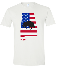 Load image into Gallery viewer, Short Sleeve T-Shirt Alabama White Wild Hog Vibrant Design High Quality Tight Knit Ring Spun Low Maintenance Cotton Printed With The Newest Available Color Transfer Technology
