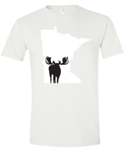 Load image into Gallery viewer, Short Sleeve T-Shirt Minnesota White Moose Vibrant Design High Quality Tight Knit Ring Spun Low Maintenance Cotton Printed With The Newest Available Color Transfer Technology