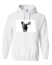 Load image into Gallery viewer, Pullover Hooded Sweatshirt North Dakota White Moose Vibrant Design High Quality Tight Knit Ring Spun Low Maintenance Cotton Printed With The Newest Available Color Transfer Technology