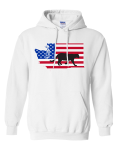 Pullover Hooded Sweatshirt Washington White Mountain Lion Vibrant Design High Quality Tight Knit Ring Spun Low Maintenance Cotton Printed With The Newest Available Color Transfer Technology