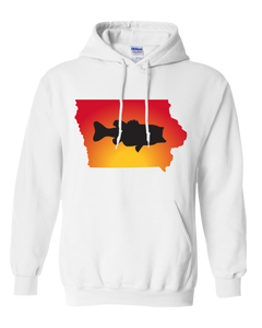 Pullover Hooded Sweatshirt Iowa White Large Mouth Bass Vibrant Design High Quality Tight Knit Ring Spun Low Maintenance Cotton Printed With The Newest Available Color Transfer Technology