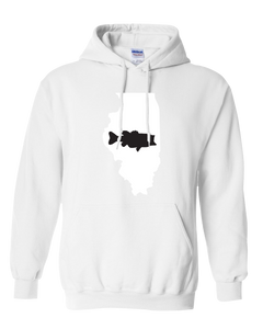 Pullover Hooded Sweatshirt Illinois White Large Mouth Bass Vibrant Design High Quality Tight Knit Ring Spun Low Maintenance Cotton Printed With The Newest Available Color Transfer Technology