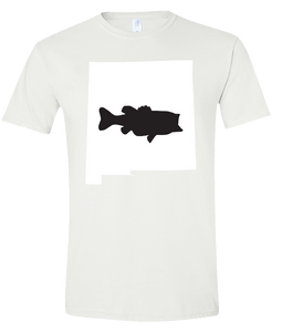 Short Sleeve T-Shirt New Mexico White Large Mouth Bass Vibrant Design High Quality Tight Knit Ring Spun Low Maintenance Cotton Printed With The Newest Available Color Transfer Technology