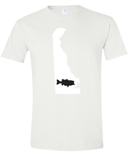 Load image into Gallery viewer, Short Sleeve T-Shirt Delaware White Large Mouth Bass Vibrant Design High Quality Tight Knit Ring Spun Low Maintenance Cotton Printed With The Newest Available Color Transfer Technology