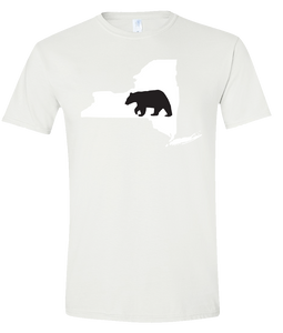 Short Sleeve T-Shirt New York White Black Bear Vibrant Design High Quality Tight Knit Ring Spun Low Maintenance Cotton Printed With The Newest Available Color Transfer Technology