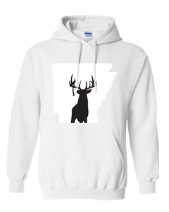 Pullover Hooded Sweatshirt Arkansas White Whitetail Deer Vibrant Design High Quality Tight Knit Ring Spun Low Maintenance Cotton Printed With The Newest Available Color Transfer Technology