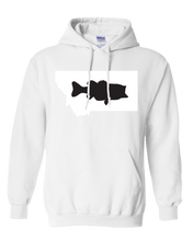 Load image into Gallery viewer, Pullover Hooded Sweatshirt Montana White Large Mouth Bass Vibrant Design High Quality Tight Knit Ring Spun Low Maintenance Cotton Printed With The Newest Available Color Transfer Technology