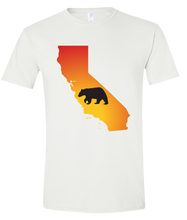Load image into Gallery viewer, Short Sleeve T-Shirt California White Black Bear Vibrant Design High Quality Tight Knit Ring Spun Low Maintenance Cotton Printed With The Newest Available Color Transfer Technology