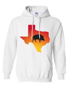 Pullover Hooded Sweatshirt Texas White Wild Hog Vibrant Design High Quality Tight Knit Ring Spun Low Maintenance Cotton Printed With The Newest Available Color Transfer Technology