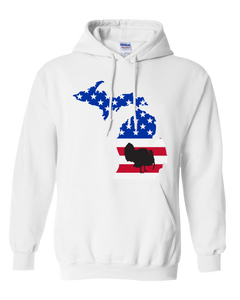 Pullover Hooded Sweatshirt Michigan White Turkey Vibrant Design High Quality Tight Knit Ring Spun Low Maintenance Cotton Printed With The Newest Available Color Transfer Technology