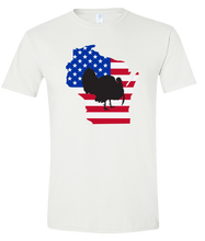 Load image into Gallery viewer, Short Sleeve T-Shirt Wisconsin White Turkey Vibrant Design High Quality Tight Knit Ring Spun Low Maintenance Cotton Printed With The Newest Available Color Transfer Technology