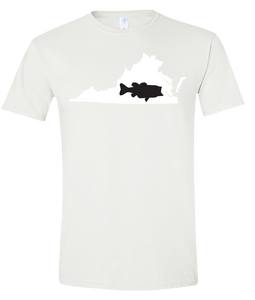 Short Sleeve T-Shirt Virginia White Large Mouth Bass Vibrant Design High Quality Tight Knit Ring Spun Low Maintenance Cotton Printed With The Newest Available Color Transfer Technology