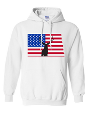 Load image into Gallery viewer, Pullover Hooded Sweatshirt North Dakota White Mule Deer Vibrant Design High Quality Tight Knit Ring Spun Low Maintenance Cotton Printed With The Newest Available Color Transfer Technology