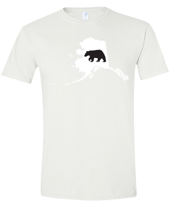 Short Sleeve T-Shirt Alaska White Black Bear Vibrant Design High Quality Tight Knit Ring Spun Low Maintenance Cotton Printed With The Newest Available Color Transfer Technology