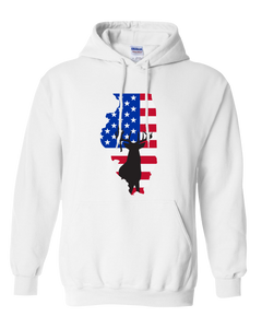 Pullover Hooded Sweatshirt Illinois White Whitetail Deer Vibrant Design High Quality Tight Knit Ring Spun Low Maintenance Cotton Printed With The Newest Available Color Transfer Technology