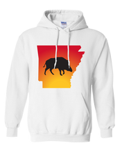 Load image into Gallery viewer, Pullover Hooded Sweatshirt Arkansas White Wild Hog Vibrant Design High Quality Tight Knit Ring Spun Low Maintenance Cotton Printed With The Newest Available Color Transfer Technology