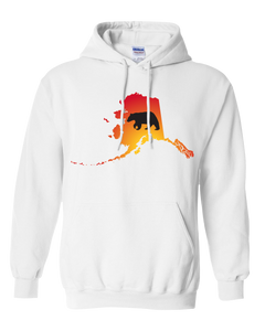 Pullover Hooded Sweatshirt Alaska White Black Bear Vibrant Design High Quality Tight Knit Ring Spun Low Maintenance Cotton Printed With The Newest Available Color Transfer Technology