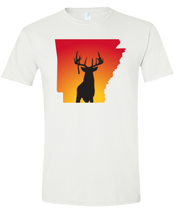 Short Sleeve T-Shirt Arkansas White Whitetail Deer Vibrant Design High Quality Tight Knit Ring Spun Low Maintenance Cotton Printed With The Newest Available Color Transfer Technology