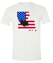 Load image into Gallery viewer, Short Sleeve T-Shirt Louisiana White Turkey Vibrant Design High Quality Tight Knit Ring Spun Low Maintenance Cotton Printed With The Newest Available Color Transfer Technology