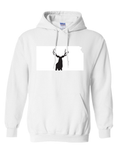 Load image into Gallery viewer, Pullover Hooded Sweatshirt Kansas White Mule Deer Vibrant Design High Quality Tight Knit Ring Spun Low Maintenance Cotton Printed With The Newest Available Color Transfer Technology
