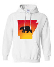 Load image into Gallery viewer, Pullover Hooded Sweatshirt Arkansas White Black Bear Vibrant Design High Quality Tight Knit Ring Spun Low Maintenance Cotton Printed With The Newest Available Color Transfer Technology