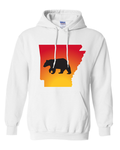 Pullover Hooded Sweatshirt Arkansas White Black Bear Vibrant Design High Quality Tight Knit Ring Spun Low Maintenance Cotton Printed With The Newest Available Color Transfer Technology