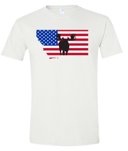 Load image into Gallery viewer, Short Sleeve T-Shirt Montana White Moose Vibrant Design High Quality Tight Knit Ring Spun Low Maintenance Cotton Printed With The Newest Available Color Transfer Technology