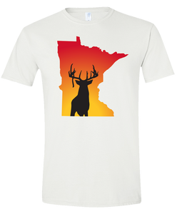 Short Sleeve T-Shirt Minnesota White Whitetail Deer Vibrant Design High Quality Tight Knit Ring Spun Low Maintenance Cotton Printed With The Newest Available Color Transfer Technology