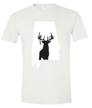 Load image into Gallery viewer, Short Sleeve T-Shirt Alabama White Whitetail Deer Vibrant Design High Quality Tight Knit Ring Spun Low Maintenance Cotton Printed With The Newest Available Color Transfer Technology