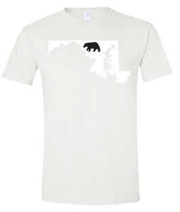 Short Sleeve T-Shirt Maryland White Black Bear Vibrant Design High Quality Tight Knit Ring Spun Low Maintenance Cotton Printed With The Newest Available Color Transfer Technology