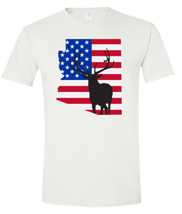 Short Sleeve T-Shirt Arizona White Elk Vibrant Design High Quality Tight Knit Ring Spun Low Maintenance Cotton Printed With The Newest Available Color Transfer Technology