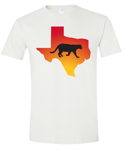 Short Sleeve T-Shirt Texas White Mountain Lion Vibrant Design High Quality Tight Knit Ring Spun Low Maintenance Cotton Printed With The Newest Available Color Transfer Technology