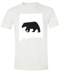 Short Sleeve T-Shirt New Mexico White Black Bear Vibrant Design High Quality Tight Knit Ring Spun Low Maintenance Cotton Printed With The Newest Available Color Transfer Technology