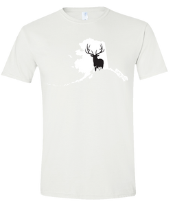 Short Sleeve T-Shirt Alaska White Elk Vibrant Design High Quality Tight Knit Ring Spun Low Maintenance Cotton Printed With The Newest Available Color Transfer Technology