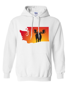 Pullover Hooded Sweatshirt Washington White Moose Vibrant Design High Quality Tight Knit Ring Spun Low Maintenance Cotton Printed With The Newest Available Color Transfer Technology