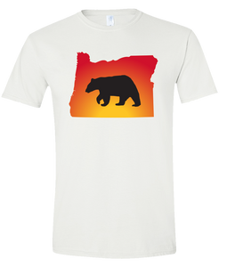 Short Sleeve T-Shirt Oregon White Black Bear Vibrant Design High Quality Tight Knit Ring Spun Low Maintenance Cotton Printed With The Newest Available Color Transfer Technology