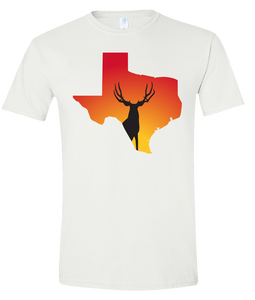 Short Sleeve T-Shirt Texas White Mule Deer Vibrant Design High Quality Tight Knit Ring Spun Low Maintenance Cotton Printed With The Newest Available Color Transfer Technology
