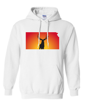 Load image into Gallery viewer, Pullover Hooded Sweatshirt Kansas White Mule Deer Vibrant Design High Quality Tight Knit Ring Spun Low Maintenance Cotton Printed With The Newest Available Color Transfer Technology