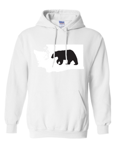 Pullover Hooded Sweatshirt Washington White Black Bear Vibrant Design High Quality Tight Knit Ring Spun Low Maintenance Cotton Printed With The Newest Available Color Transfer Technology