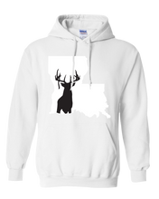 Load image into Gallery viewer, Pullover Hooded Sweatshirt Louisiana White Whitetail Deer Vibrant Design High Quality Tight Knit Ring Spun Low Maintenance Cotton Printed With The Newest Available Color Transfer Technology