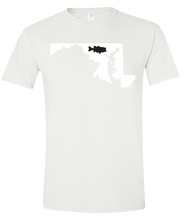 Load image into Gallery viewer, Short Sleeve T-Shirt Maryland White Large Mouth Bass Vibrant Design High Quality Tight Knit Ring Spun Low Maintenance Cotton Printed With The Newest Available Color Transfer Technology