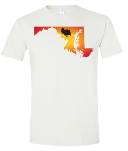 Short Sleeve T-Shirt Maryland White Turkey Vibrant Design High Quality Tight Knit Ring Spun Low Maintenance Cotton Printed With The Newest Available Color Transfer Technology