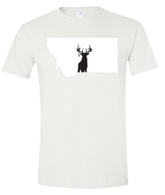 Load image into Gallery viewer, Short Sleeve T-Shirt Montana White Whitetail Deer Vibrant Design High Quality Tight Knit Ring Spun Low Maintenance Cotton Printed With The Newest Available Color Transfer Technology