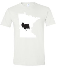 Load image into Gallery viewer, Short Sleeve T-Shirt Minnesota White Turkey Vibrant Design High Quality Tight Knit Ring Spun Low Maintenance Cotton Printed With The Newest Available Color Transfer Technology