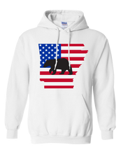 Load image into Gallery viewer, Pullover Hooded Sweatshirt Arkansas White Black Bear Vibrant Design High Quality Tight Knit Ring Spun Low Maintenance Cotton Printed With The Newest Available Color Transfer Technology