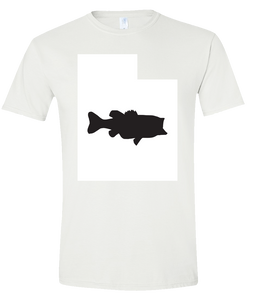 Short Sleeve T-Shirt Utah White Large Mouth Bass Vibrant Design High Quality Tight Knit Ring Spun Low Maintenance Cotton Printed With The Newest Available Color Transfer Technology
