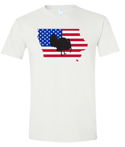 Short Sleeve T-Shirt Iowa White Turkey Vibrant Design High Quality Tight Knit Ring Spun Low Maintenance Cotton Printed With The Newest Available Color Transfer Technology