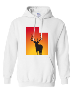 Pullover Hooded Sweatshirt Utah White Elk Vibrant Design High Quality Tight Knit Ring Spun Low Maintenance Cotton Printed With The Newest Available Color Transfer Technology