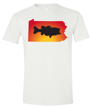 Load image into Gallery viewer, Short Sleeve T-Shirt Pennsylvania White Large Mouth Bass Vibrant Design High Quality Tight Knit Ring Spun Low Maintenance Cotton Printed With The Newest Available Color Transfer Technology